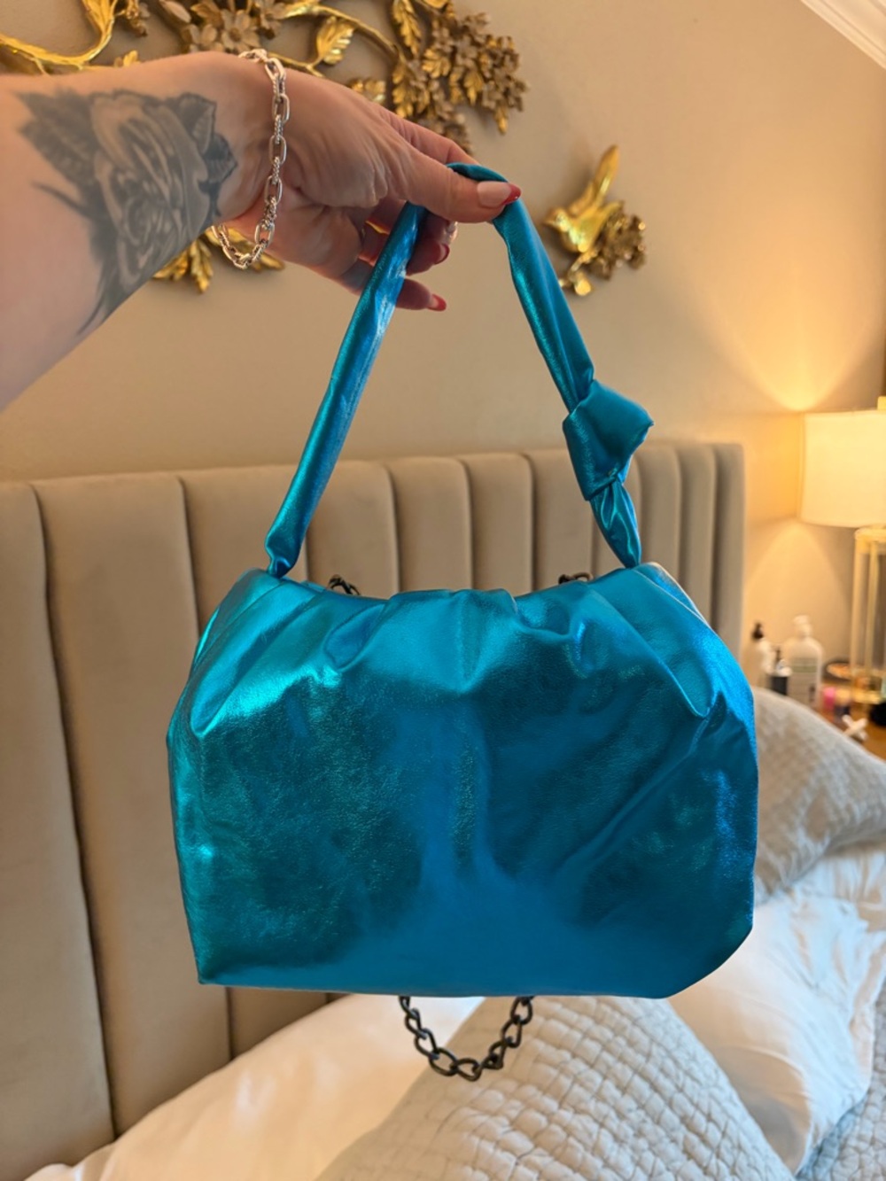 Free People Metallic Teal Women’s Shoulder Bag